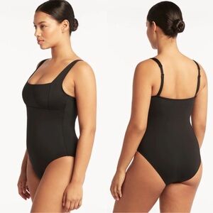 Sea Level Eco Essentials Square Neck One Piece Swimsuit - Black, 8